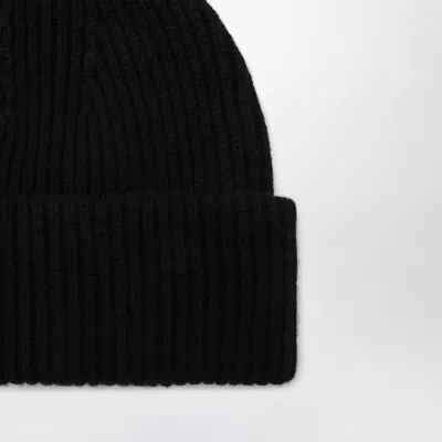 Almada Label Black Wool And Cashmere Beanie In Black