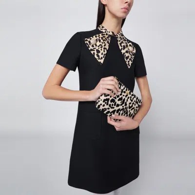 Valentino Garavani Animal-print Pony-effect Vlogo Signature Pouch In Sand