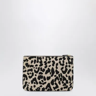Valentino Garavani Animal-print Pony-effect Vlogo Signature Pouch In Sand