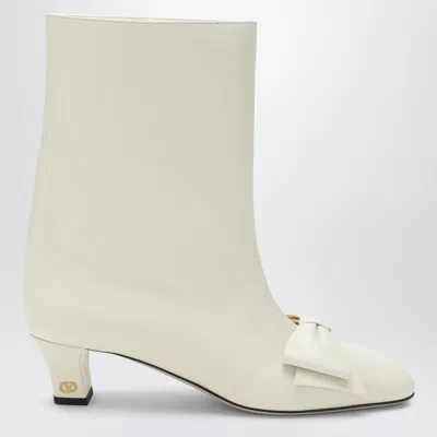 Valentino Ivory Bowow Ankle Boots In White