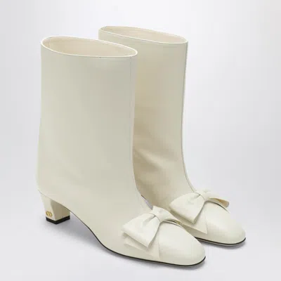 Valentino Ivory Bowow Ankle Boots In White