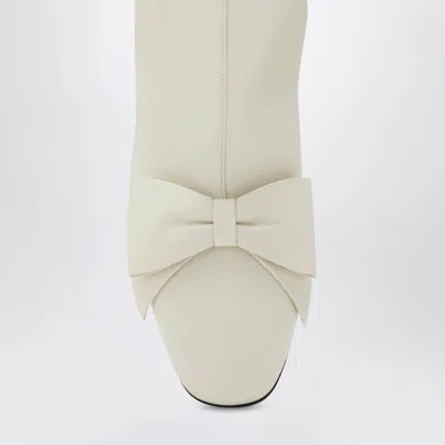 Valentino Ivory Bowow Ankle Boots In White