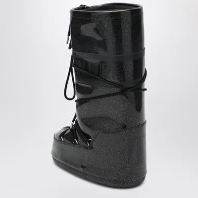 Moon Boot Black Icon Glitter Boots In Black