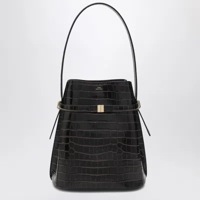 Totême Brown Crocodile-embossed Leather Bucket Bag In Brown