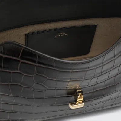 Totême Brown T-lock Clutch In Crocodile-embossed Leather In Brown