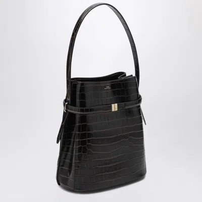 Totême Brown Crocodile-embossed Leather Bucket Bag In Brown