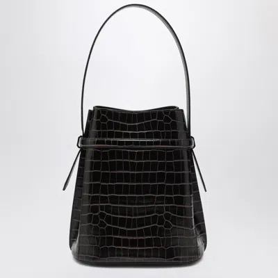 Totême Brown Crocodile-embossed Leather Bucket Bag In Brown