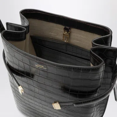 Totême Brown Crocodile-embossed Leather Bucket Bag In Brown