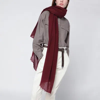 Destin Bordeaux Silk And Cashmere-blend Scarf In Burgundy