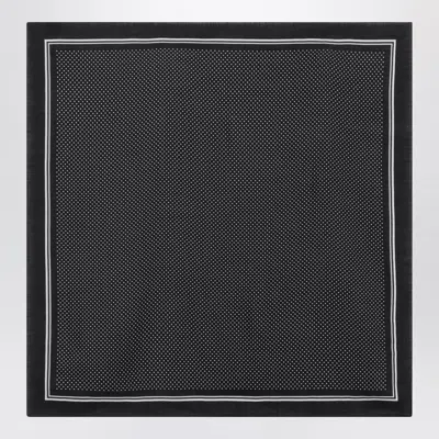 Destin Navy Blue Wool Polka-dot Bandana In Black