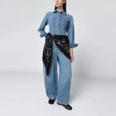 Destin Navy Blue Wool Jil Scarf In Blue