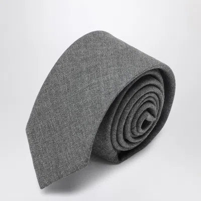 Thom Browne Patterned Wool Tie In Gray