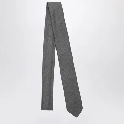 Thom Browne Patterned Wool Tie In Gray
