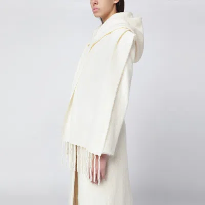 Destin White Wool Hooded Cape In White