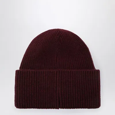 Destin Dark Burgundy Wool And Cashmere Beanie In Red