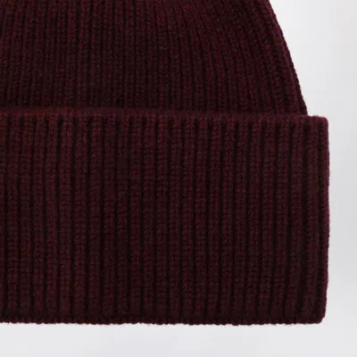 Destin Dark Burgundy Wool And Cashmere Beanie In Red