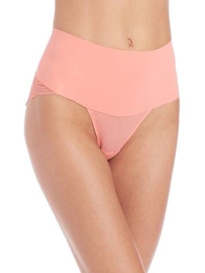 Shop Spanx Undie-tectable Lace Cheeky Brief In Coral Crush
