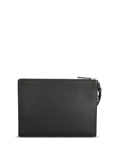 Balenciaga Textured Leather Pouch Wrist Strap In Black