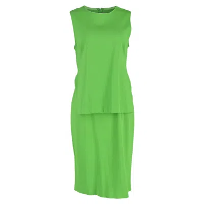 Max Mara Sportmax Layered Midi Dress In Green Viscose In Green