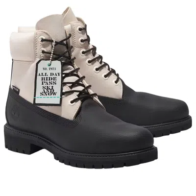 Timberland 6 Inch Ski School Premium Waterproof Boot 'black Helcor Leather White' In Multi