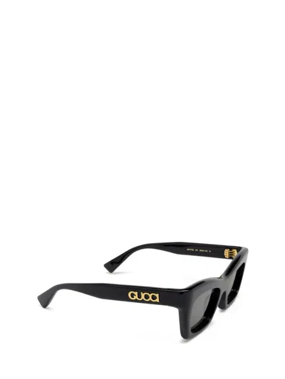 Gucci Black Rectangular Sunglasses In Black