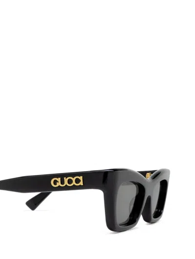 Gucci Black Rectangular Sunglasses In Black