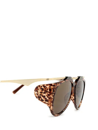 Saint Laurent Amelia Aviator-style Tortoiseshell Acetate And Gold-tone Sunglasses In Brown