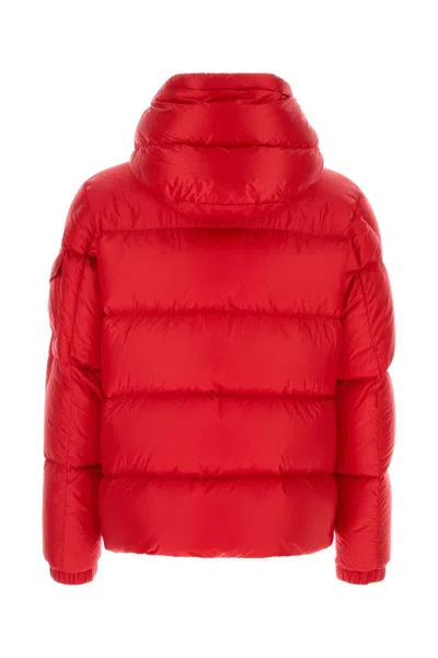 Moncler Nylon Couyere Down Jacket Featuring Hood In Red