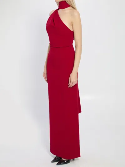 Solace London Demi One-shoulder Draping Maxi Dress In Red
