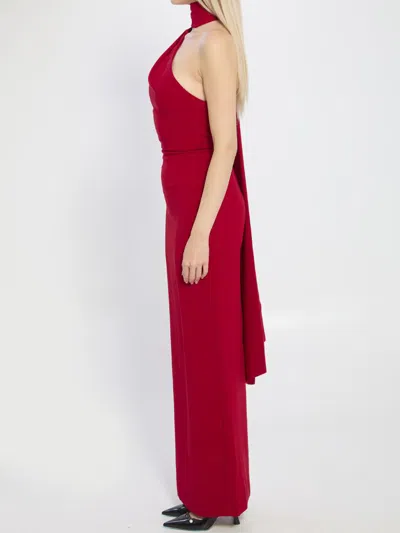 Solace London Demi One-shoulder Draping Maxi Dress In Red