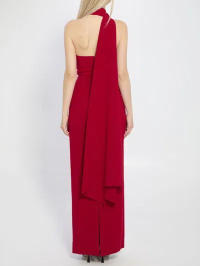 Solace London Demi One-shoulder Draping Maxi Dress In Red