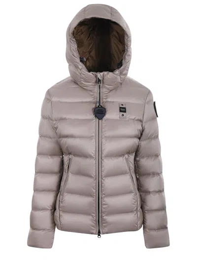 Blauer Usa Satin Nylon Down Jacket In Gray