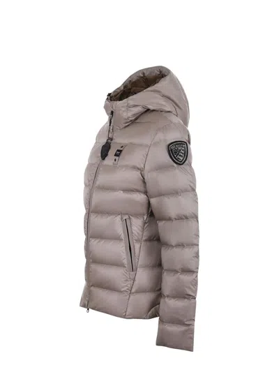 Blauer Usa Satin Nylon Down Jacket In Gray