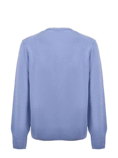 Lacoste Pastel Blue Carded Wool Sweater In Blue