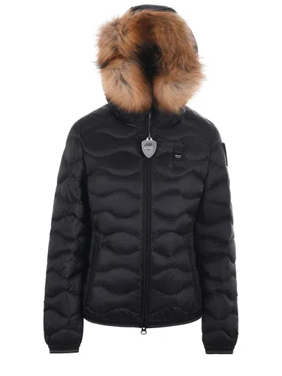 Blauer Usa Satin Nylon Down Jacket In Black