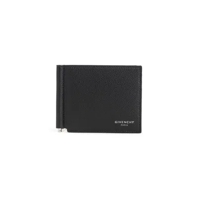 Givenchy 4g Leather Wallet With Money Clip In Black