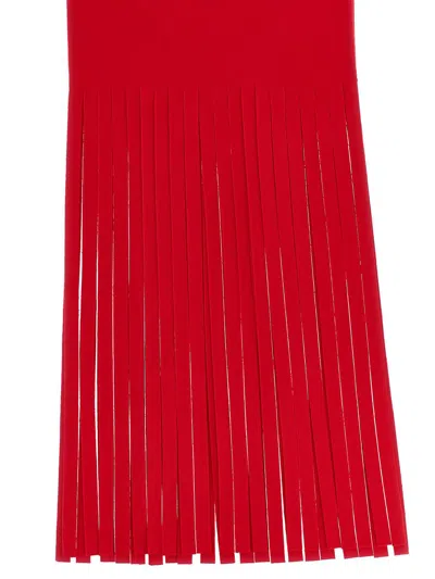 Sportmax Red Wool Scarf With Fringes In Red