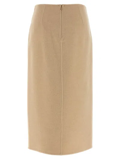 Max Mara Curzio Camel Midi Skirt In Sand