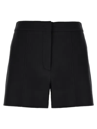 Sportmax Double Pleated Tailored Shorts In Luxurious Wool In Black