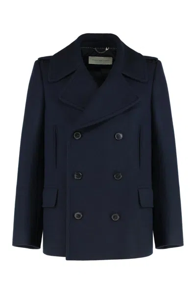 Dries Van Noten Double-breasted Coat In Wool Mix In Animal Print