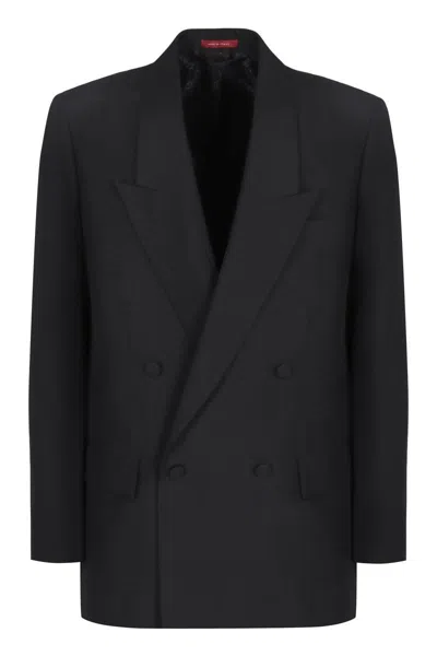 Gucci Men Double-breasted Technical Panama Blazer In Black