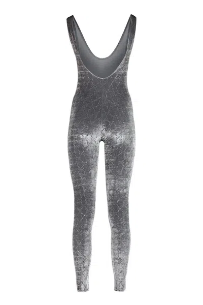 Gucci Women Stretch Chenille Jumpsuit With All-over Crystals In Animal Print
