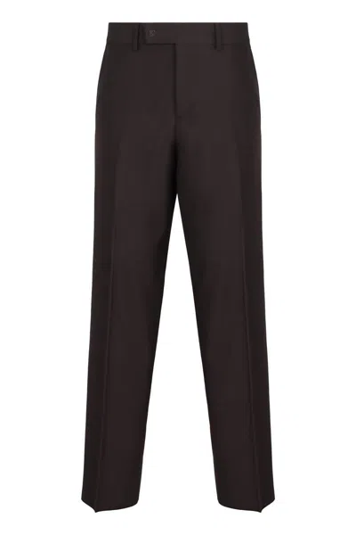 Fendi Wool Cigarette Trousers In Brown
