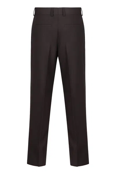 Fendi Wool Cigarette Trousers In Brown