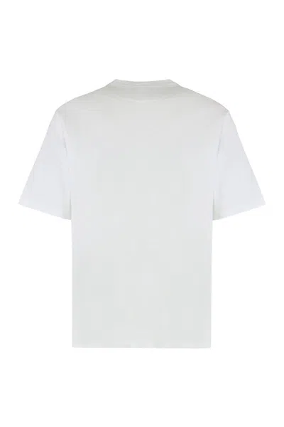 Prada T-shirt With Triangular Plaque In White