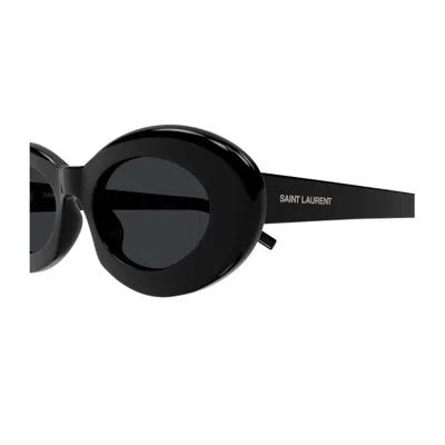 Saint Laurent Black-black-black Recycled Acetate Sunglasses In Black