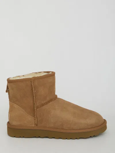 Ugg Mini Classic Ii Beige Pull-on Boots In Suede Woman In Neutral