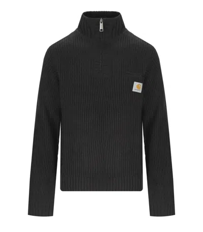 Carhartt Detroit Half Zip Acrylic Blend Sweater In Black