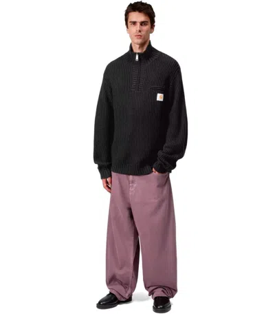 Carhartt Detroit Half Zip Acrylic Blend Sweater In Black