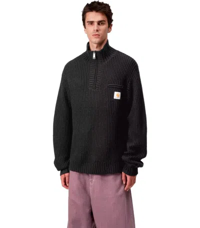 Carhartt Detroit Half Zip Acrylic Blend Sweater In Black